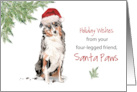 Australian Shepherd Christmas From Dog in Funny Santa Hat card
