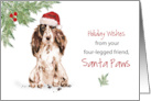 Brown Cocker Spaniel Christmas From Dog in Funny Santa Hat card