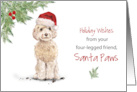 Champagne Cockapoo Christmas From Dog in Funny Santa Hat card