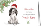 Black Cocker Spaniel Christmas From Dog in Funny Santa Hat card