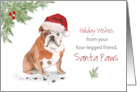 English Bulldog Christmas From Dog in Funny Santa Hat card