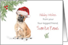 French Bulldog Christmas From Dog in Funny Santa Hat card