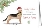 German Shepherd Christmas From Dog in Funny Santa Hat card