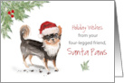Long Haired Chihuahua Christmas From Dog in Funny Santa Hat card