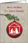 Chaplain Christmas Ornament with Manger card