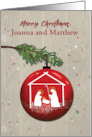 Custom Name Joanna Christmas Ornament with Manger card