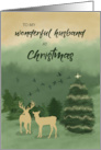 Husband Christmas Green Landscape with Lighted Tree and Deer card