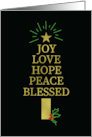 Christmas Gold Looking Word Tree on Black card