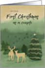 On Your First Christmas as a Couple Green Landscape with Lighted Tree card