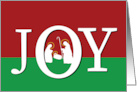 Christmas JOY on Red and Green with Nativity card