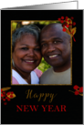 Photo Customizable New Year Digitally Created Gold and Red Berries card