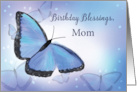 Mom Birthday Blessings Religious Butterfly Blue and Purple card