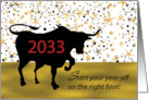 Chinese New Year of the Ox 2033 Success Gold Look with Star Background card