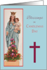 Candlemas Day Mary Holding Baby Jesus with Flowers card