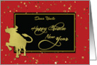 Uncle Chinese New Year Confetti Glitter Look Effects on Black Ox card