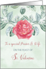 For Pastor and Wife Rose Religious Feast of St. Valentine card