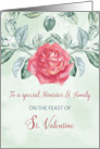For Minister and Family Rose Religious Feast of St. Valentine card