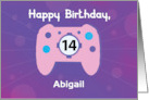Custom Name Abigail 14 Year Old Birthday Gamer Controller card