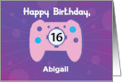 Custom Name Abigail 16 Year Old Birthday Gamer Controller card