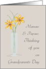 Mamaw and Papaw Grandparents Day Thinking of You with Two Flowers in V card