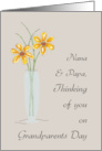Nana and Papa Grandparents Day Thinking of You with Two Flowers in Vas card
