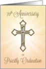 70th Anniversary of Priestly Ordination Gold Looking Cross on Starburs card