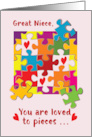 Great Niece Valentine Puzzle Love to Pieces card