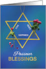 Passover Blessings Star of David Gold Look with Tulips card