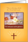 Easter Lily Rejoice Custom Scripture Text with Crown of Thorns card