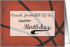 Coach From All Of Us Birthday Basketball Large Distressed Sports Ball card
