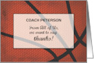 Thank You Coach Custom Name, Basketball Large Distressed Sports Ball card