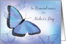 In Remembrance Mothers Day Blessing Religious Butterfly Blue Purple card