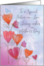 To Sister in Law Mothers Day Love with Orange Pink Flowers Butterfly card