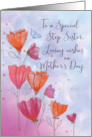 To Step Sister Mothers Day Love with Orange Pink Flowers Butterfly card