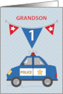 Grandson 1st Birthday Blue Police Car card