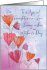 To Daughter in Law Mothers Day Love with Orange Pink Flowers Butterfly card