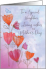 To Neighbor Mothers Day Love with Orange Pink Flowers and Butterfly card