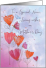 To Niece Mothers Day Love with Orange and Pink Flowers and Butterfly card