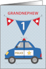 Grandnephew 1st Birthday Blue Police Car card