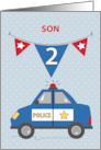 Son 2nd Birthday Blue Police Car card