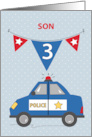 Son 3rd Birthday Blue Police Car card