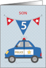 Son 5th Birthday Blue Police Car card