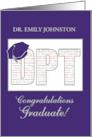 Custom Name Doctor Physical Therapy Graduation Purple Gray DPT card