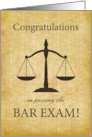Passing Law Board Bar Exam Congratulations Scale Grunge Background card