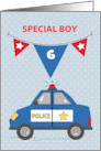 Custom Age Special Boy 6th Birthday Blue Police Car card