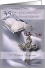 35th Ordination Anniversary Congratulations Custom Name Host Cross card