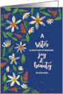 Sister Religious Birthday Daisies and Wildflowers on Navy Blue card