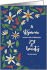 Stepmom Religious Birthday Daisies and Wildflowers on Navy Blue card