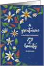 Great Niece Religious Birthday Daisies and Wildflowers on Navy Blue card