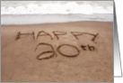 20th Birthday Writing in the Sand on Beach card
